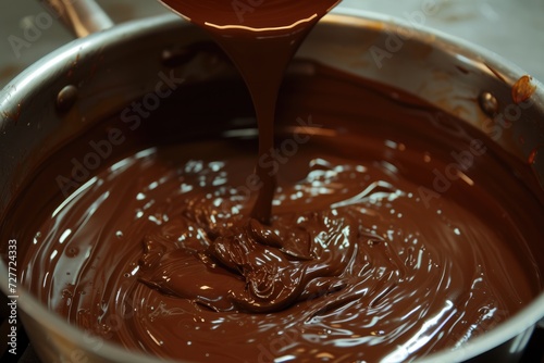Melting chocolate over a pan of hot water. 