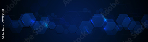Abstract blue geometric hexagon futuristic digital hi-technology on a soft blue background. Technology and Science banner. Vector illustration