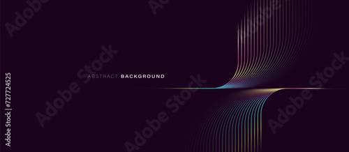 Abstract background with glowing geometric curve lines. Modern minimal trendy shiny colorful lines pattern. Vector illustration