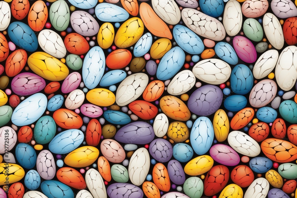 Colorful Array of Speckled Easter Eggs in Seamless Pattern - Generative AI