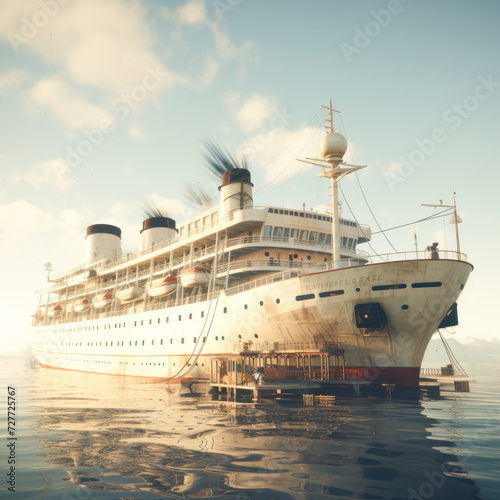 huge luxury cruise ship is sailing on the sea © Bilal