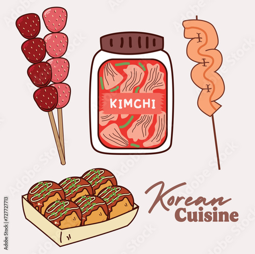 Korean Cuisine Vector Illustration. Good for Doodles and Other Graphic Assets