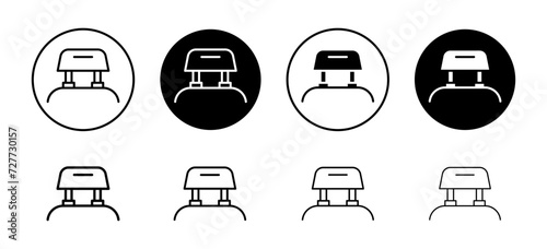 Car headrest vector icon set collection. Car headrest Outline flat Icon.