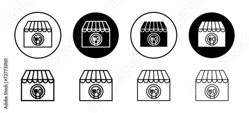 Canteen vector icon set collection. Canteen  Outline flat Icon.