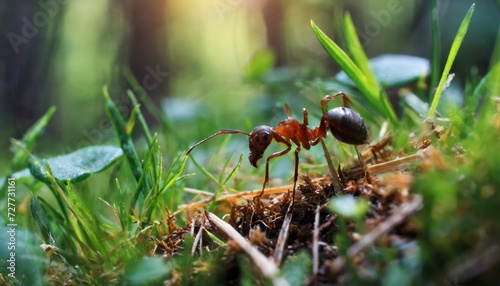 An ant in the forest, woods, zoom in © dmnkandsk