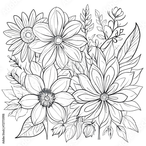 Floral coloring book pages for children and adults