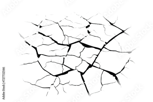 Cracked concrete wall. Cracked texture on a wall. Cracks on a wall. Abstract background. Vector the cracks concrete texture white and black. Black and white grunge texture of cracks in a wall. EPS 10.