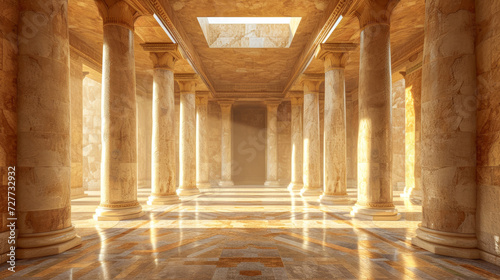 Fotografija Interior of a royal palace castle of Roman empire in ancient times Generative AI
