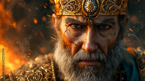 A king of a huge empire leading his army in a war battle Generative AI Illustration