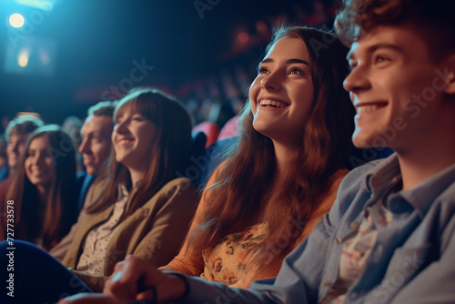 Group of people enjoying a show in a theater or a cinema