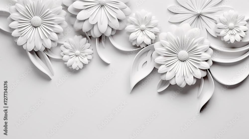 floral elements for banner. luxury white background. - obrazy, fototapety, plakaty 