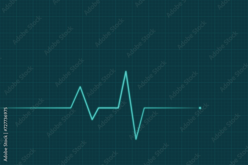 Neon style blue heartbeat on grid background