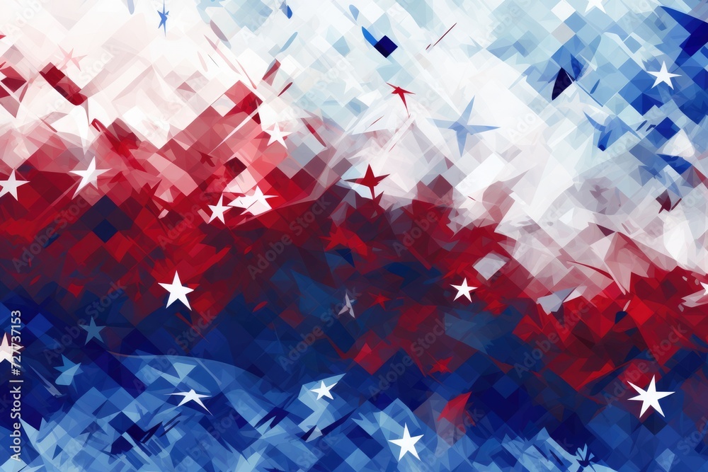 Blue Patriotic Abstract Background honoring US Flag & National Pride on 4th July - Independence Day