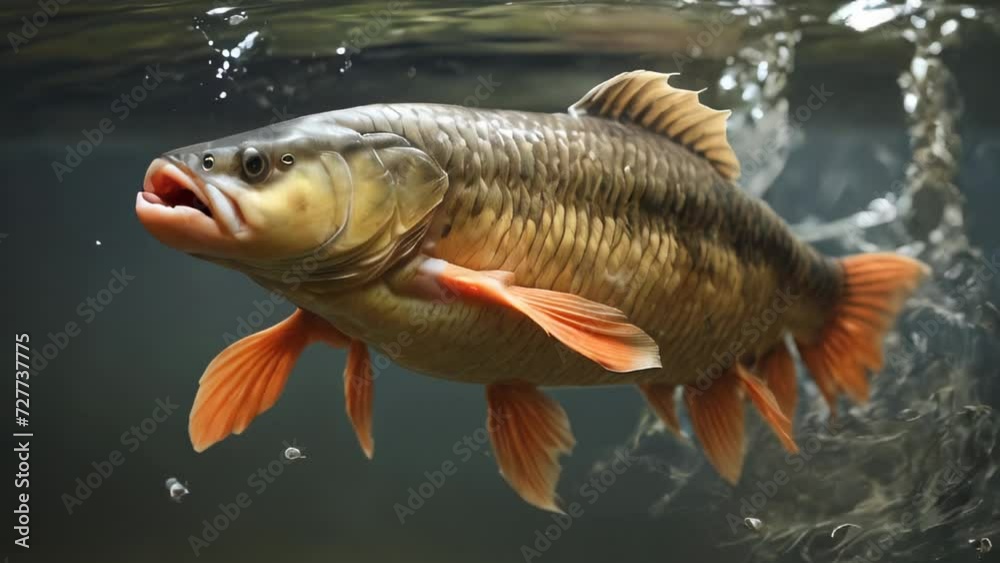 A fish jumping out of the water. AI