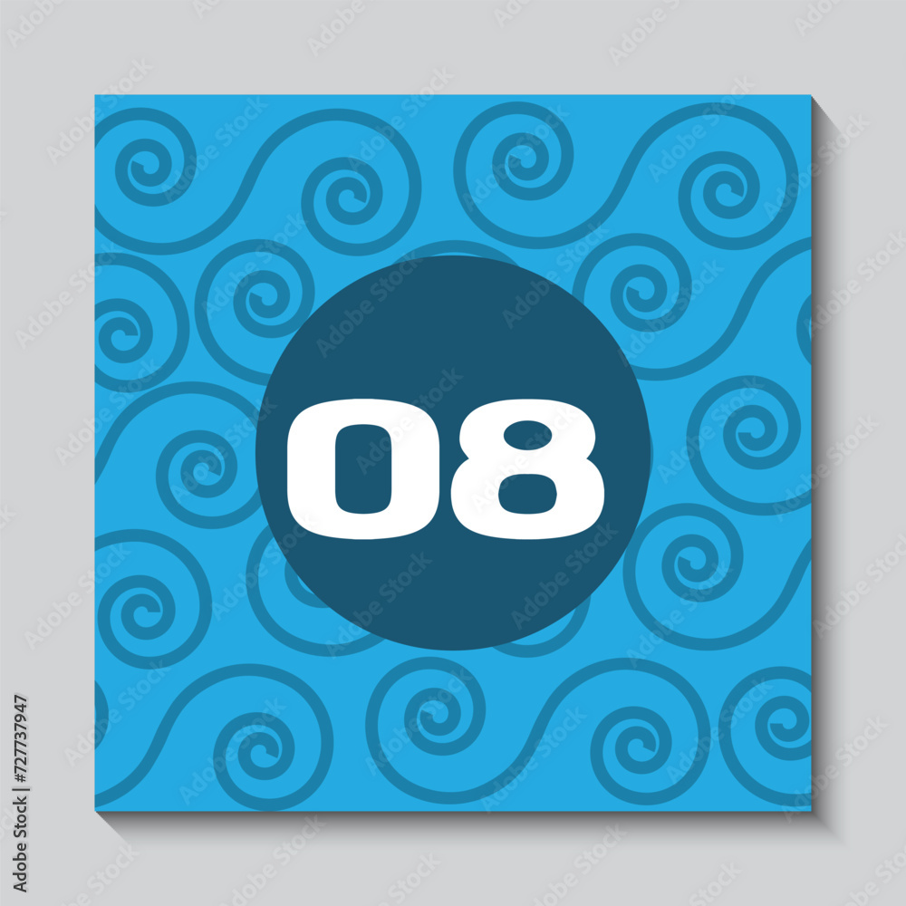 Obraz premium Vector Creative Number 08 Blue Background