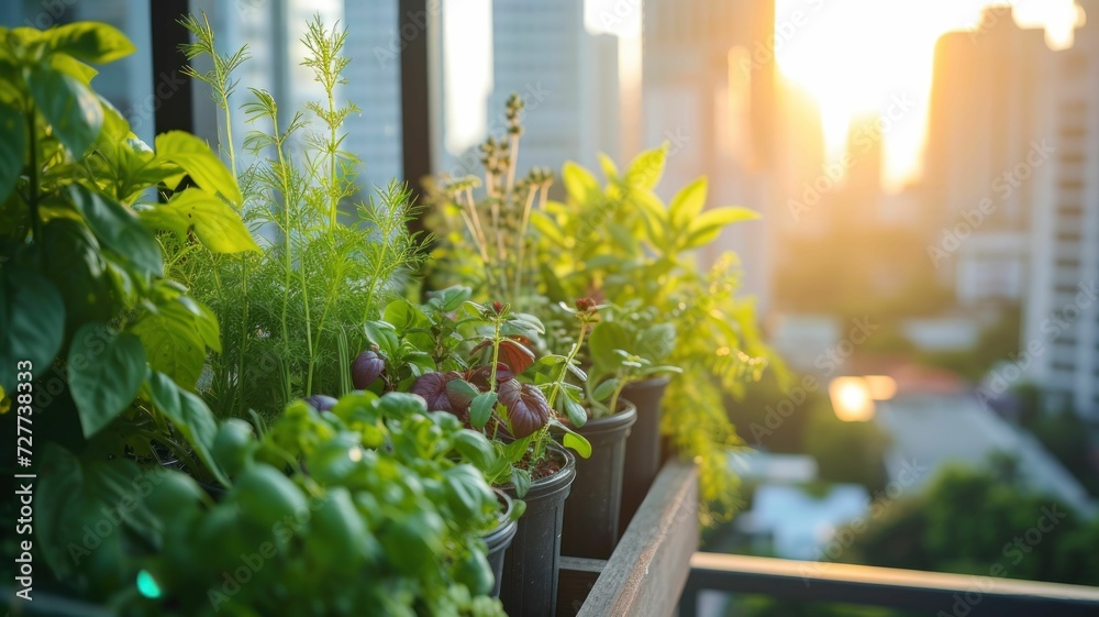 City Oasis: Morning Glow in the Urban Balcony Garden