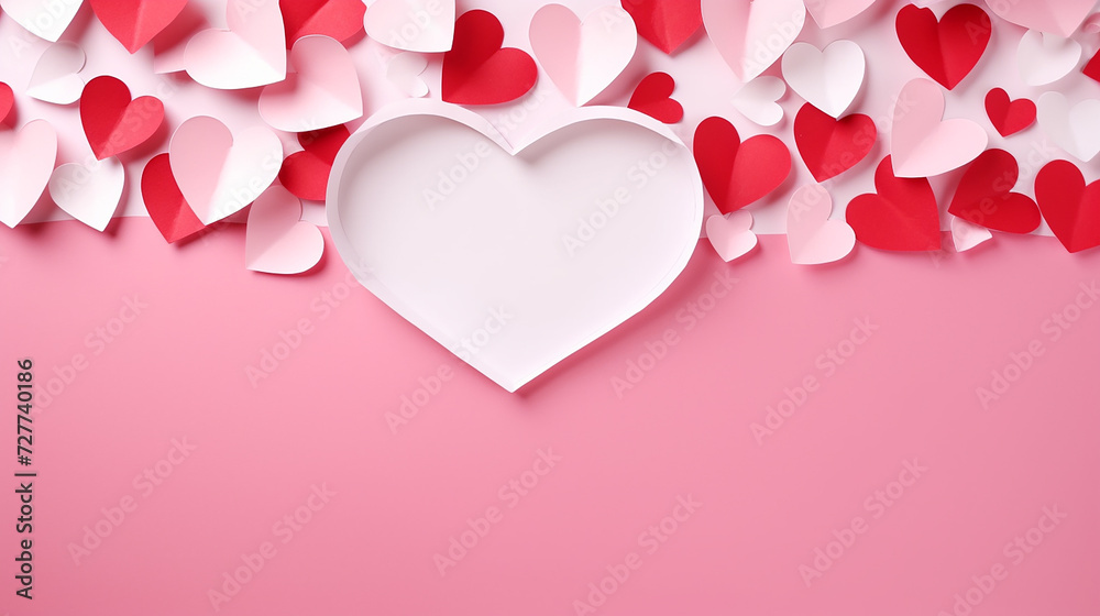 valentine's day background beautiful greeting card with hearts on pink background