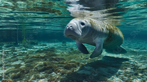 Manatee Gliding Through Crystal Waters