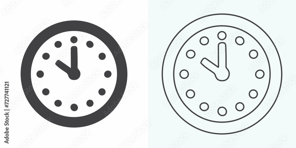 Time and Clock set of linear icons. Time management. Timer, Speed, Alarm, Restore, Time Management, Calendar and more. Collection of time, clock, watch, timer vector simple outline icons for web