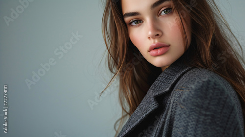portrait of a young woman with juicy lips 