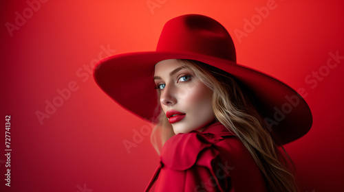 portrait of a woman in red hat