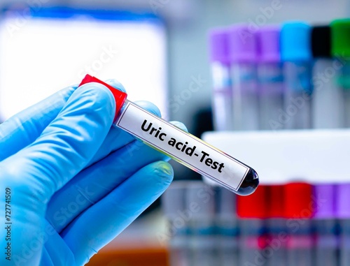 Blood sampling tube for uric acid test analysis.