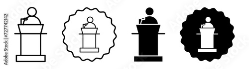 Keynote presentation set in black and white color. Keynote presentation simple flat icon vector