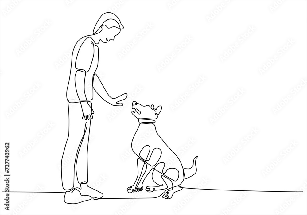 One single line drawing of young happy boy giving high five gesture to