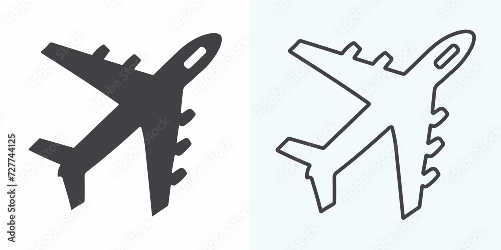 Plane icon vector illustration. Airplane sign and symbol. Flight transport symbol. plane line icon on a white background. Airplane icon logo vector design Plane icon vector illustration. Airplane sign and symbol. Flight transport symbol. plane line icon on a white background. Airplane icon logo vector design
