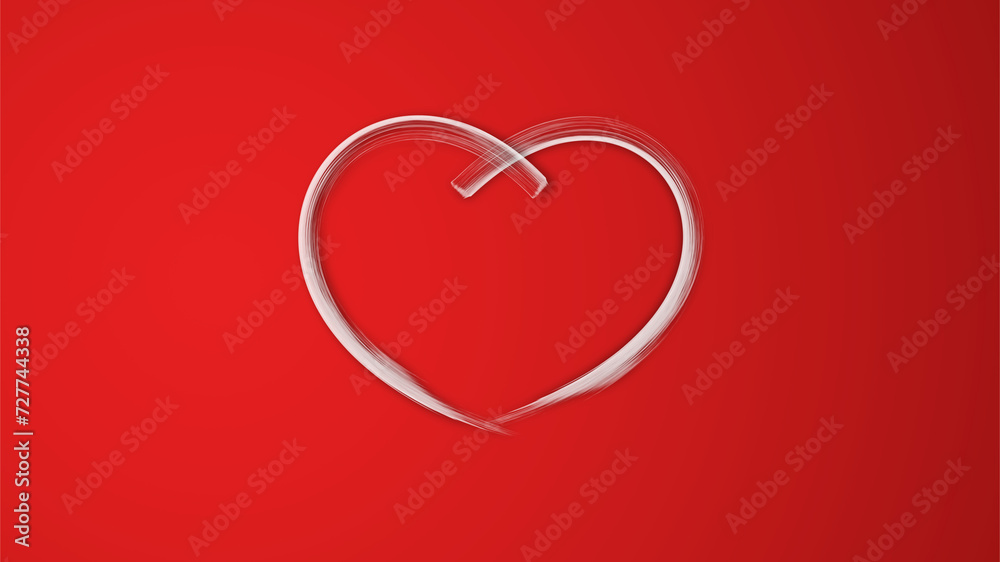 white line heart shape valentines day festival. on the red background.