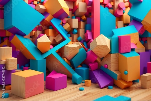 Enchanting Abstracts: Exploring Imagination Through Colorful Blocks
