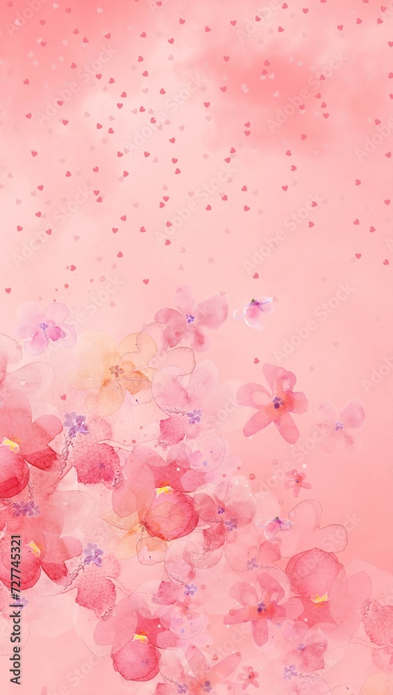 Pink flowers in the hearts rain, flowers, hearts, background, blossom flowers Pink flowers in the hearts rain, flowers, hearts, background, blossom flowers