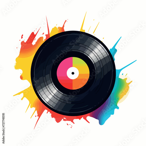 Vinyl record in cartoon, doodle style. Image for t shirt. Isolated 2d vector illustration in logo, icon, sketch style, Eps 10. AI Generative