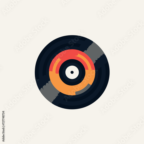 Vinyl record in cartoon, doodle style. Image for t shirt. Isolated 2d vector illustration in logo, icon, sketch style, Eps 10. AI Generative