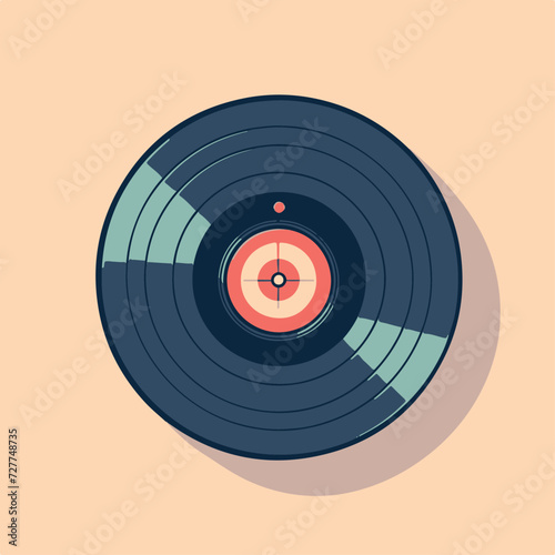 Vinyl record in cartoon, doodle style. Image for t shirt. Isolated 2d vector illustration in logo, icon, sketch style, Eps 10. AI Generative