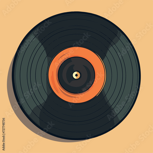 Vinyl record in cartoon, doodle style. Image for t shirt. Isolated 2d vector illustration in logo, icon, sketch style, Eps 10. AI Generative