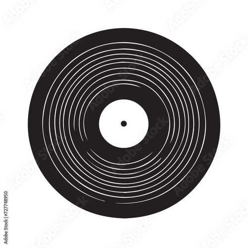 Vinyl record in cartoon, doodle style . Image for t shirt. Isolated 2d vector illustration in logo, icon, sketch style, Eps 10, black and white. AI Generative