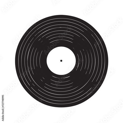 Vinyl record in cartoon, doodle style . Image for t shirt. Isolated 2d vector illustration in logo, icon, sketch style, Eps 10, black and white. AI Generative