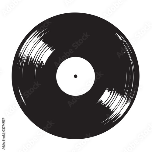Vinyl record in cartoon, doodle style . Image for t shirt. Isolated 2d vector illustration in logo, icon, sketch style, Eps 10, black and white. AI Generative