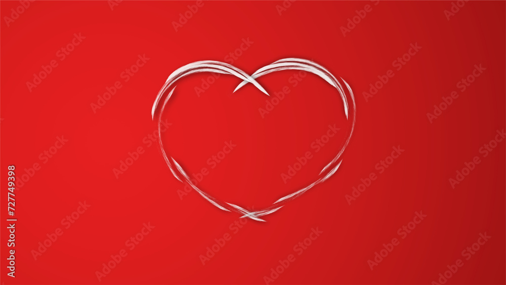 white line heart shape valentines day festival. on the red background. white line heart shape valentines day festival. on the red background.