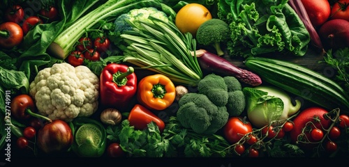 Assortment of different types of fruits and vegetables.