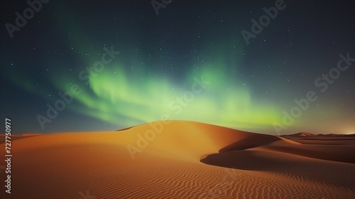 Northern Lights over sandy desert