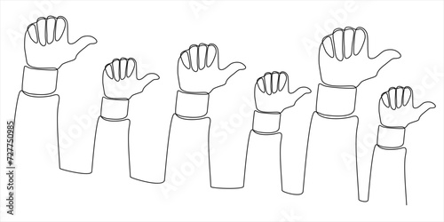 continuous line hands thumbs up