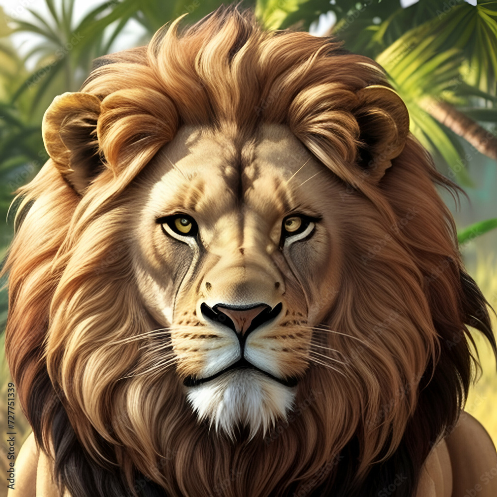 A majestic lion in the jungle - Ai generator