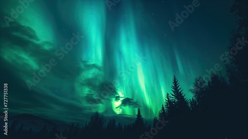 Northern lights over the northern forest