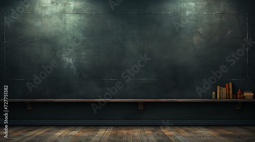 Empty wooden chalkboard on the wall Education concept with copy space
