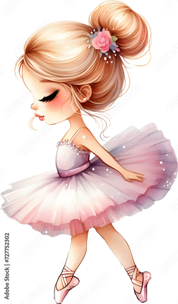 Cute Brown Hair Ballerina Girl Dancing. Little Caucasian Girl in Pink Tutu Dress and Pointe Cute Brown Hair Ballerina Girl Dancing. Little Caucasian Girl in Pink Tutu Dress and Pointe