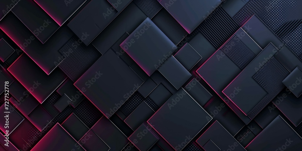 Abstract dark background with glowing neon squares. Abstract dark background with glowing neon squares.