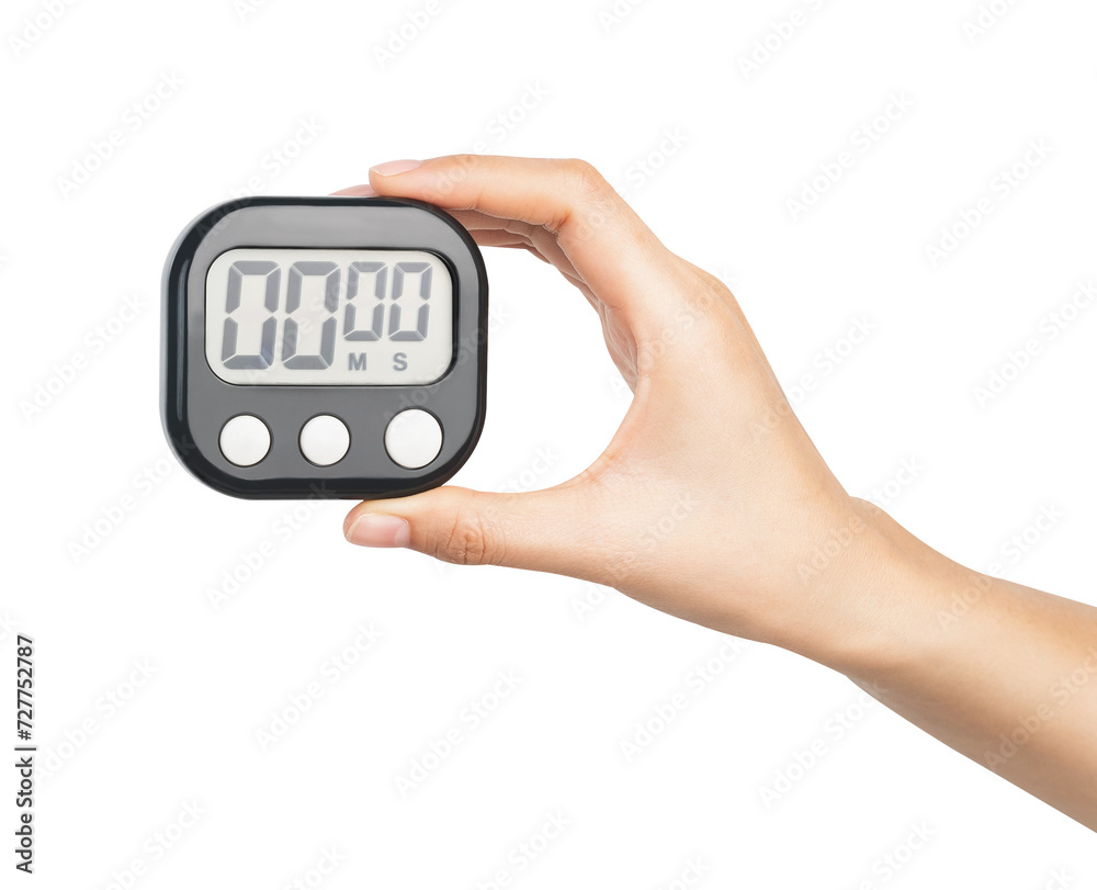 Clipping path, hand holding stopwatch on isolated white background. Clipping path, hand holding stopwatch on isolated white background.