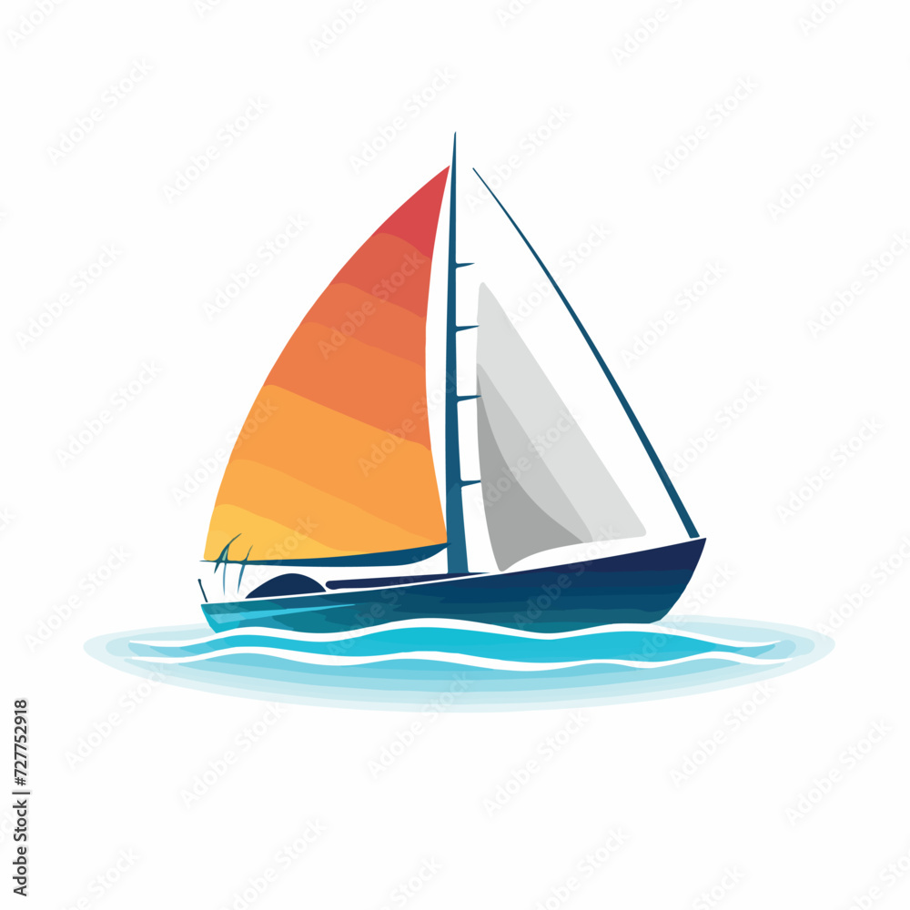 Fototapeta premium Catamaran in cartoon, doodle style. Image for t shirt. Isolated 2d vector illustration in logo, icon, sketch style, Eps 10. AI Generative